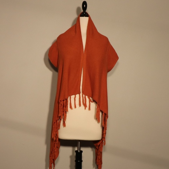 Willie Smith - Burnt Orange - Fringed Knitted Vest - Picture 2 of 6